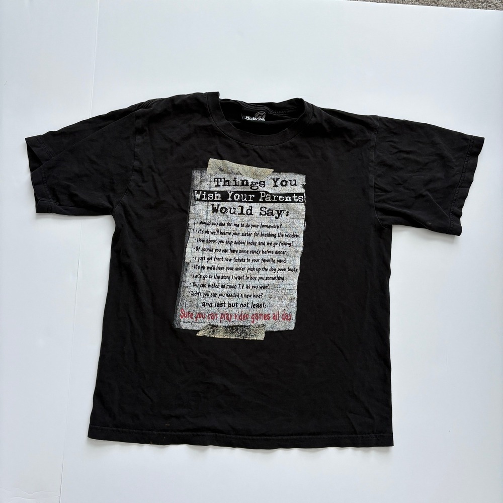 Hybrid Tees Funny Graphic T-Shirt Things You Wish Your Parents Would Say Black L